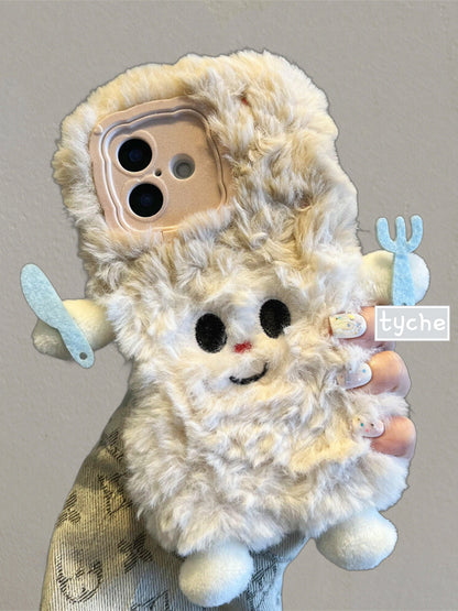 Fluffy Cartoon Knife Fork Phone Case