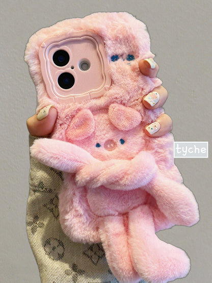 Fluffy Cartoon Cat Monkey Pig Phone Case