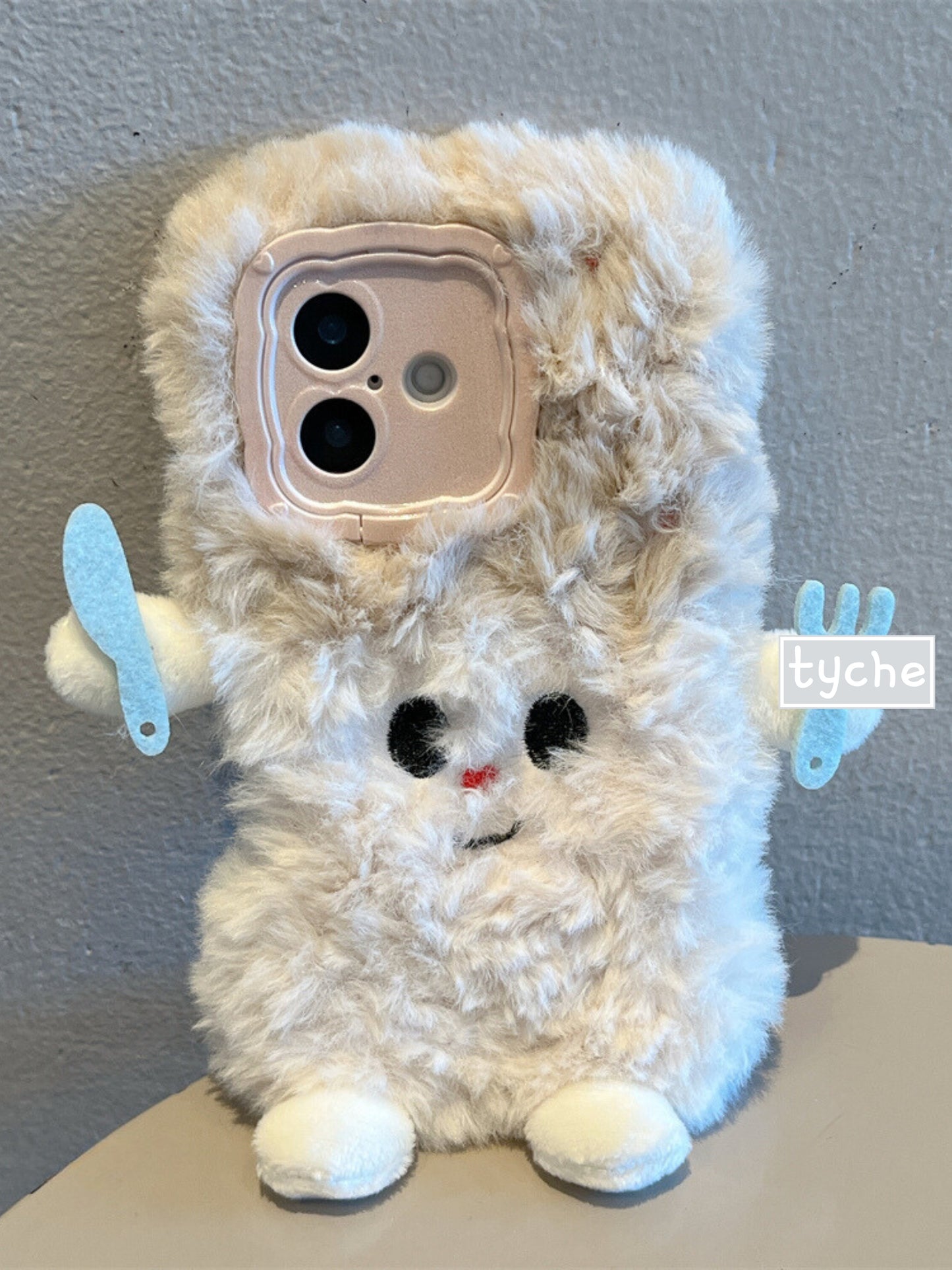 Fluffy Cartoon Knife Fork Phone Case