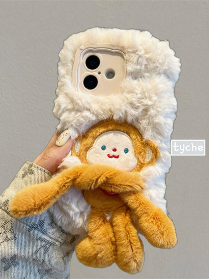 Fluffy Cartoon Cat Monkey Pig Phone Case