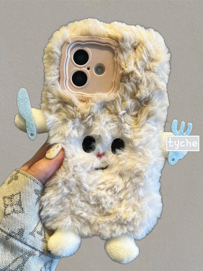 Fluffy Cartoon Knife Fork Phone Case